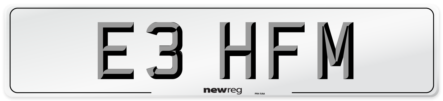 E3 HFM Number Plate from New Reg
